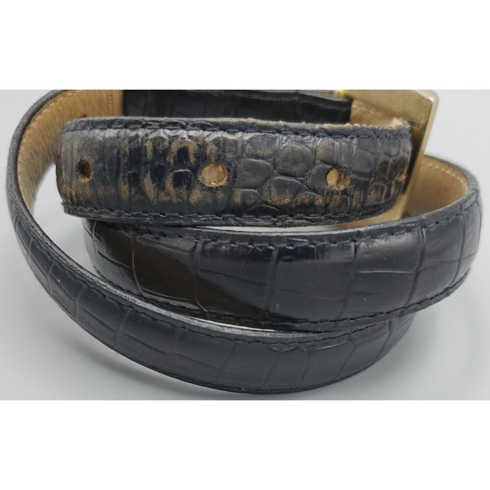 Kenneth Cole New York Calfskin Leather Croc Embossed Belt Gold Buckle Ladies Lrg - Picture 7 of 9